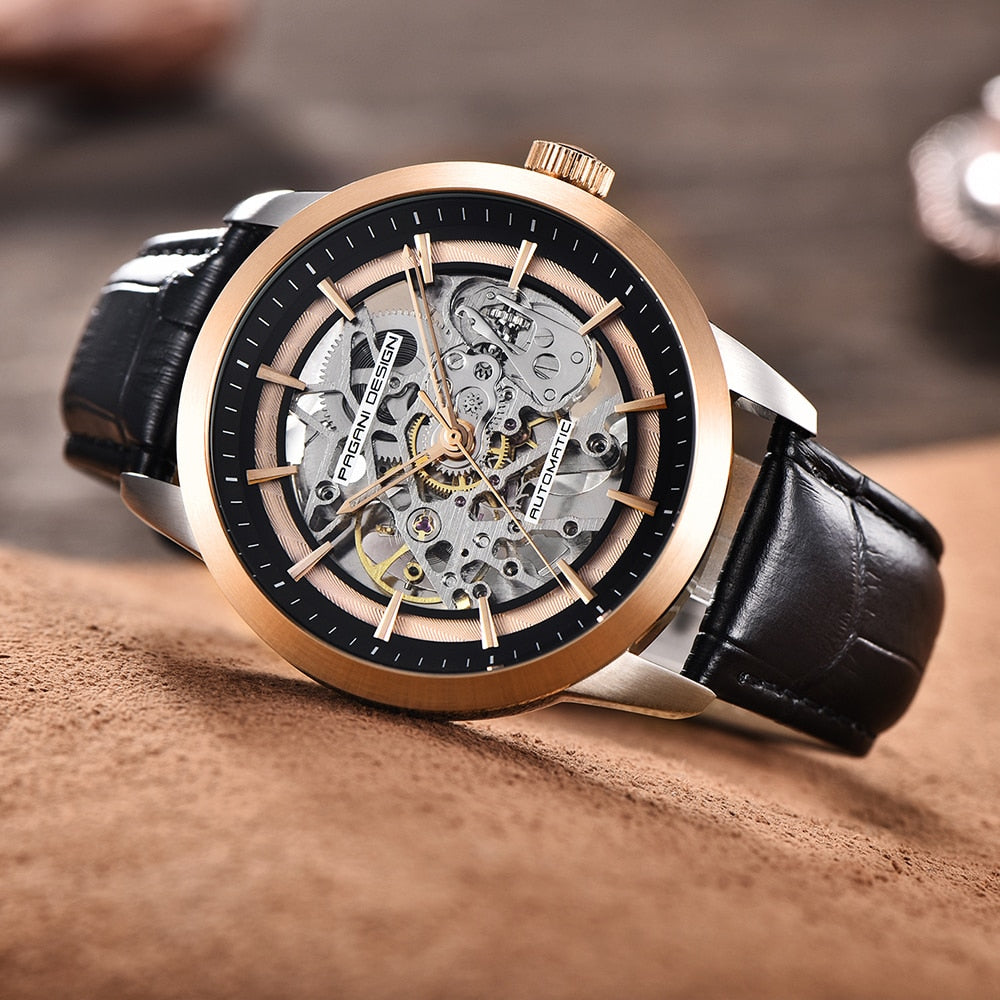 PAGANI DESIGN Brand Hot Sale 2019 Skeleton Hollow Leather Wrist Watches Luxury