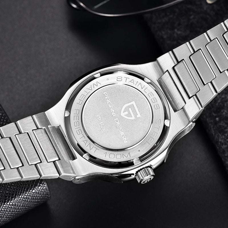 PAGANI DESIGN Mens Watch Seagull ST6 Sapphire Mechanical Automatic Winding Watch Stainless Steel