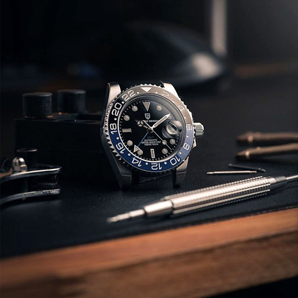 PAGANI DESIGN New Luxury Men Mechanical Wristwatch Stainless Steel GMT Watch Top Brand Sapphire Glass Men Watches
