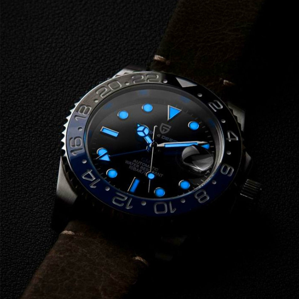 PAGANI DESIGN New Luxury Men Mechanical Wristwatch Stainless Steel GMT Watch Top Brand Sapphire Glass Men Watches